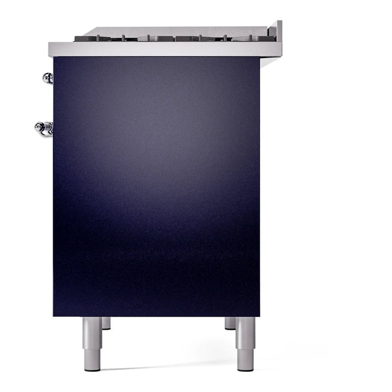 ILVE Nostalgie II 40" Dual Fuel Freestanding Range in Midnight Blue with Chrome Trim, UPD40FNMPMBC