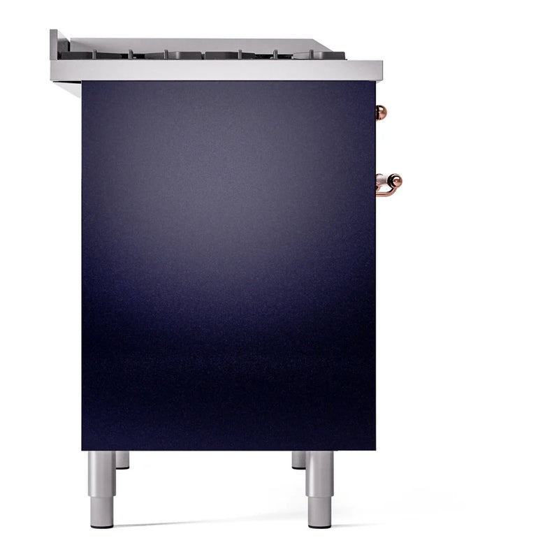 ILVE Nostalgie II 40" Dual Fuel Freestanding Range in Midnight Blue with Copper Trim, UPD40FNMPMBPLP