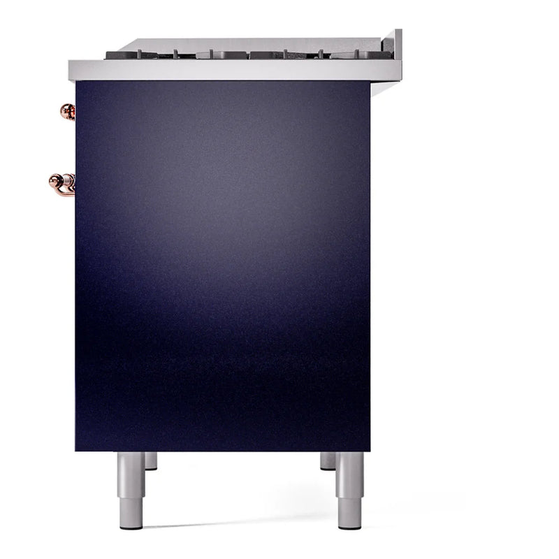 ILVE Nostalgie II 40" Dual Fuel Freestanding Range in Midnight Blue with Copper Trim, UPD40FNMPMBP