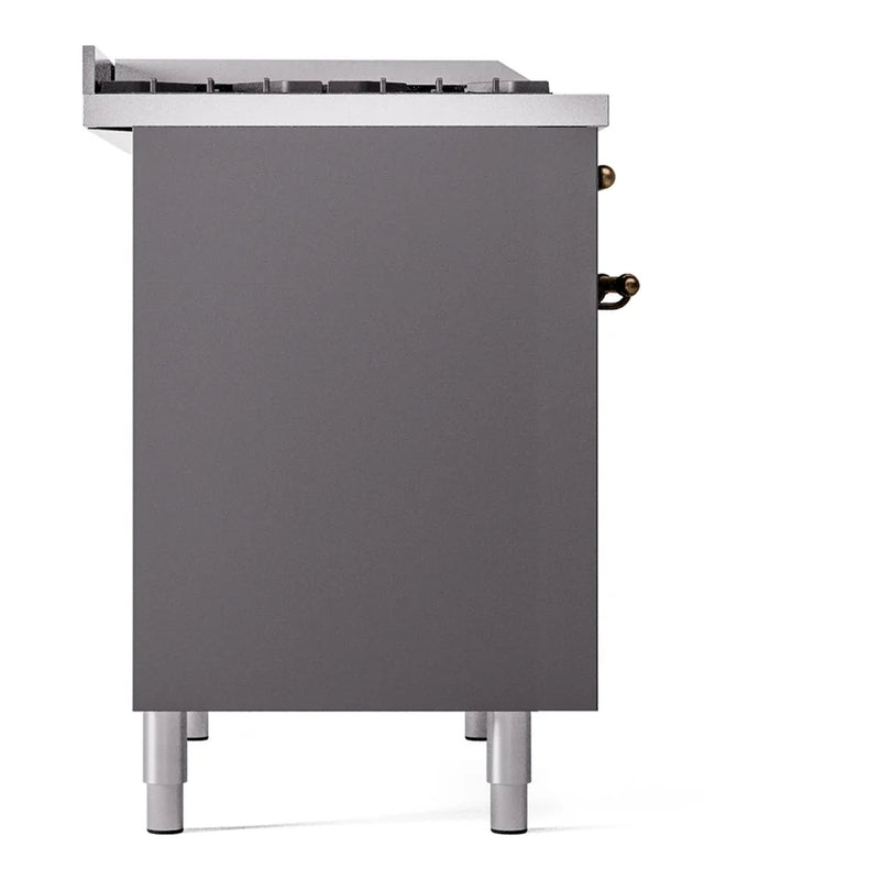 ILVE Nostalgie II 40" Dual Fuel Freestanding Range in Graphite Matte with Burnished Trim, UPD40FNMPMGB
