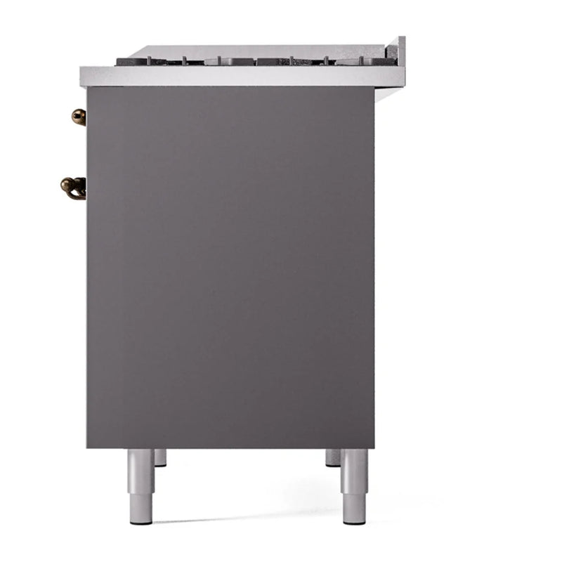 ILVE Nostalgie II 40" Dual Fuel Freestanding Range in Graphite Matte with Burnished Trim, UPD40FNMPMGB