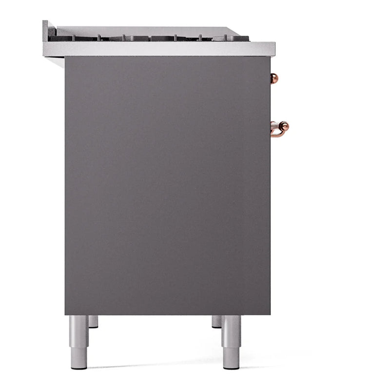 ILVE Nostalgie II 40" Dual Fuel Freestanding Range in Graphite Matte with Copper Trim, UPD40FNMPMGP