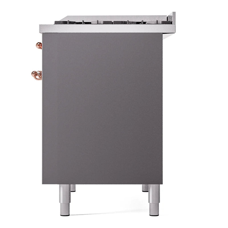 ILVE Nostalgie II 40" Dual Fuel Freestanding Range in Graphite Matte with Copper Trim, UPD40FNMPMGP
