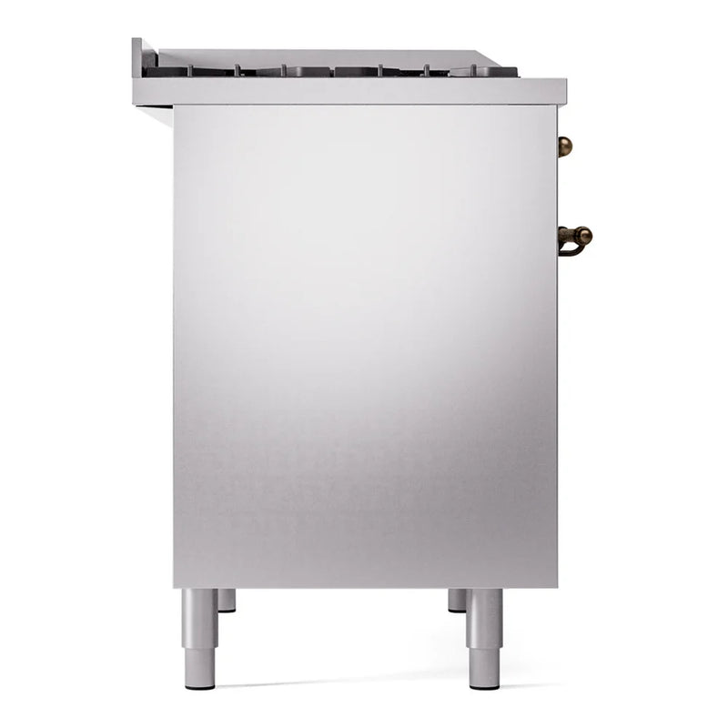 ILVE Nostalgie II 40" Dual Fuel Freestanding Range in Stainless Steel with Burnished Trim, UPD40FNMPSSBLP