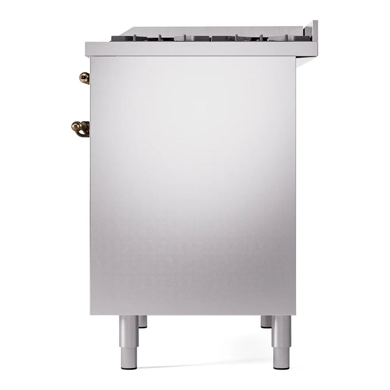 ILVE Nostalgie II 40" Dual Fuel Freestanding Range in Stainless Steel with Burnished Trim, UPD40FNMPSSBLP