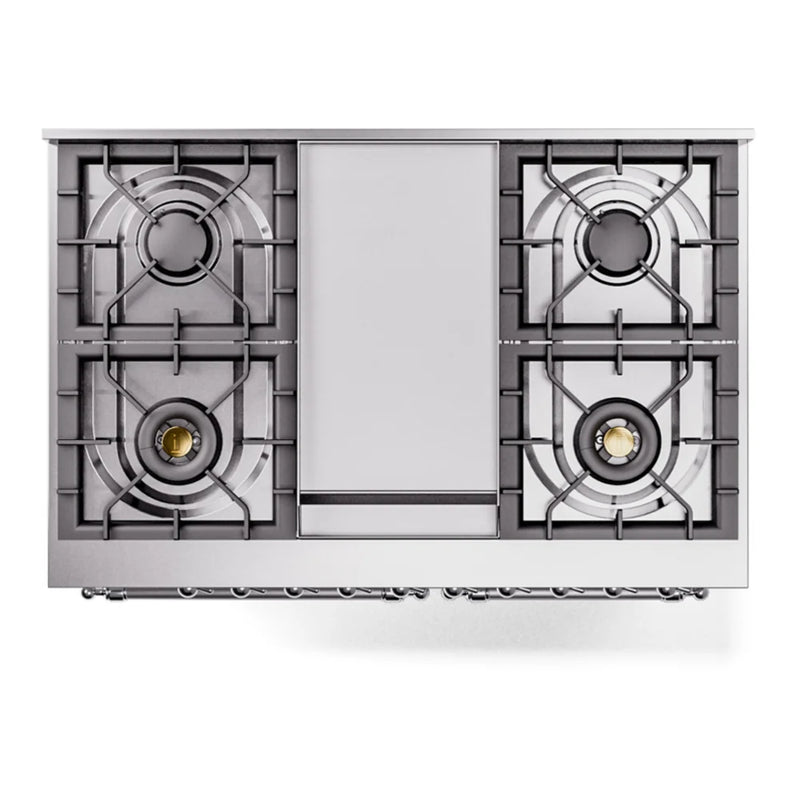 ILVE Nostalgie II 40" Dual Fuel Freestanding Range in White with Chrome Trim, UPD40FNMPWHC