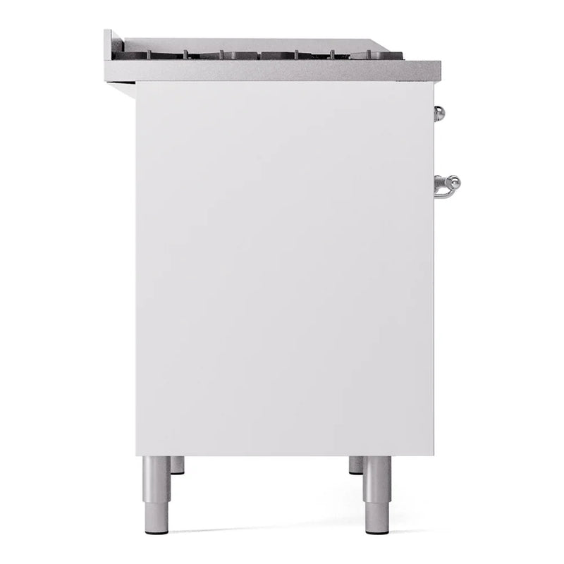 ILVE Nostalgie II 40" Dual Fuel Freestanding Range in White with Chrome Trim, UPD40FNMPWHC