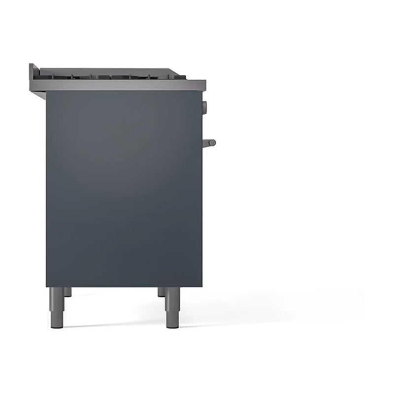 ILVE Professional Plus II 40" Dual Fuel Freestanding Range in Blue Grey with Stainless Steel Trim, UPD40FQMPBG