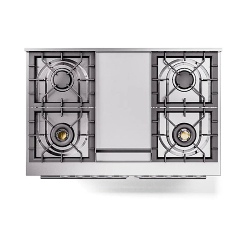 ILVE Professional Plus II 40" Dual Fuel Freestanding Range in Glossy Black with Stainless Steel Trim, UPD40FQMPBKLP
