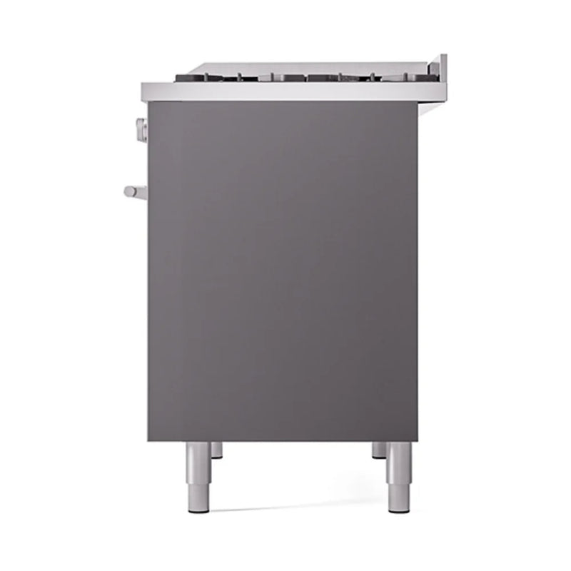 ILVE Professional Plus II 40" Dual Fuel Freestanding Range in Graphite Matte with Stainless Steel Trim, UPD40FQMPMGLP