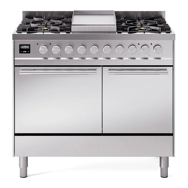 ILVE Professional Plus II 40" Dual Fuel Freestanding Range in Stainless Steel with Stainless Steel Trim, UPD40FQMPSSLP