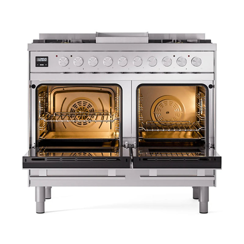 ILVE Professional Plus II 40" Dual Fuel Freestanding Range in Stainless Steel with Stainless Steel Trim, UPD40FQMPSS