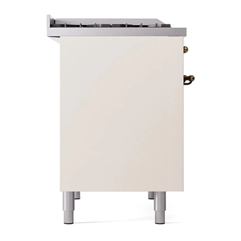 ILVE Nostalgie II 40" Dual Fuel Freestanding Range in Antique White with Burnished Trim, UPD40FQNMPAWB