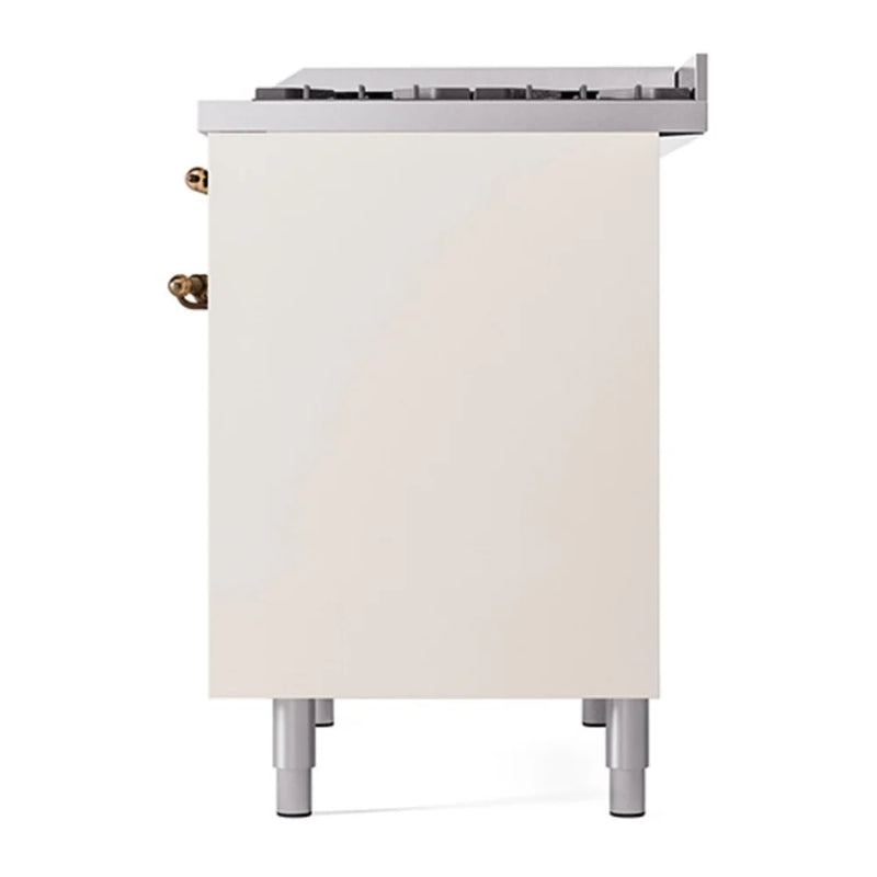 ILVE Nostalgie II 40" Dual Fuel Freestanding Range in Antique White with Burnished Trim, UPD40FQNMPAWB