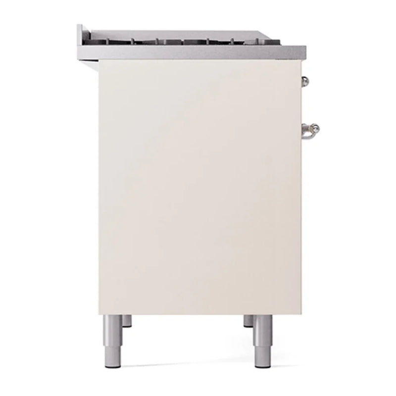ILVE Nostalgie II 40" Dual Fuel Freestanding Range in Antique White with Chrome Trim, UPD40FQNMPAWCLP