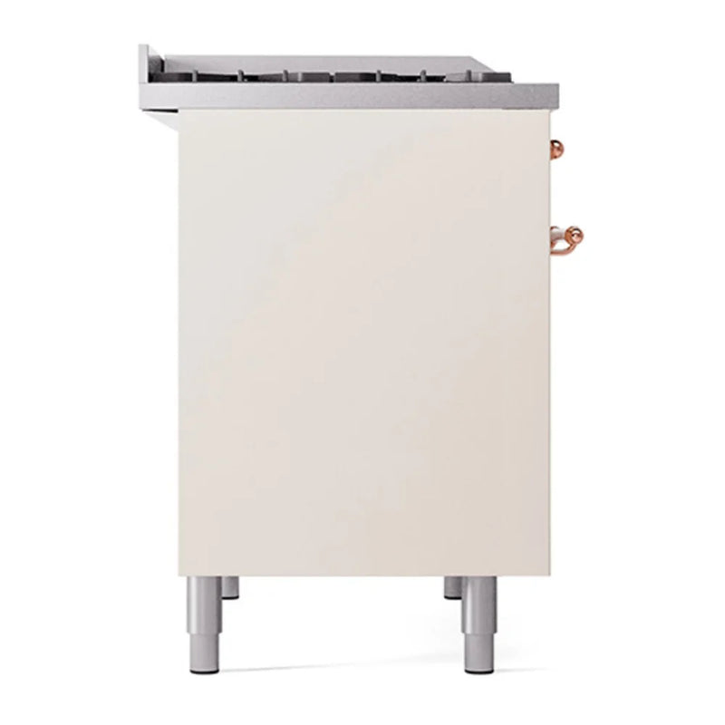 ILVE Nostalgie II 40" Dual Fuel Freestanding Range in Antique White with Copper Trim, UPD40FQNMPAWP