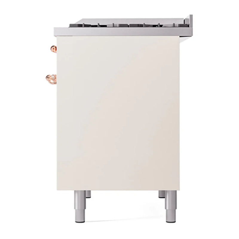 ILVE Nostalgie II 40" Dual Fuel Freestanding Range in Antique White with Copper Trim, UPD40FQNMPAWP