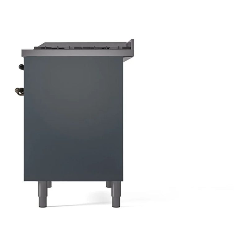 ILVE Nostalgie II 40" Dual Fuel Freestanding Range in Blue Grey with Burnished Trim, UPD40FQNMPBGBLP