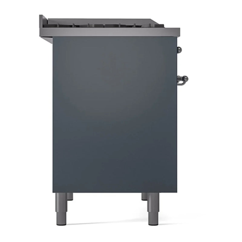 ILVE Nostalgie II 40" Dual Fuel Freestanding Range in Blue Grey with Chrome Trim, UPD40FQNMPBGC