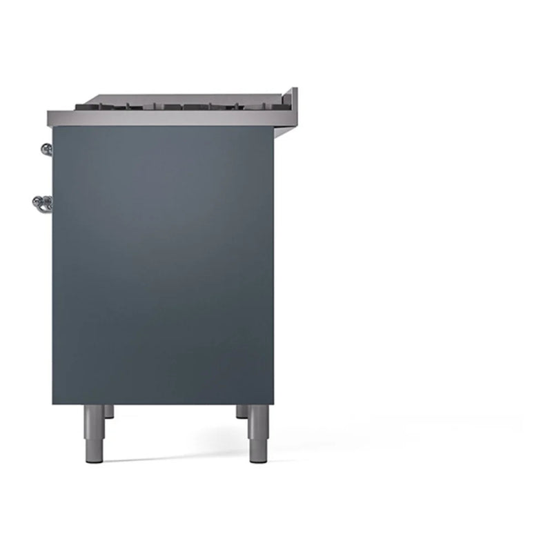 ILVE Nostalgie II 40" Dual Fuel Freestanding Range in Blue Grey with Chrome Trim, UPD40FQNMPBGC