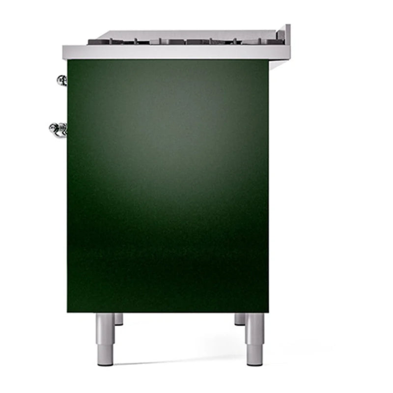 ILVE Nostalgie II 40" Dual Fuel Freestanding Range in Emerald Green with Chrome Trim, UPD40FQNMPEGC