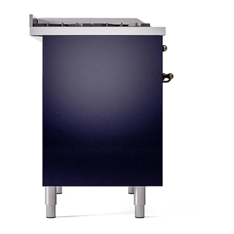 ILVE Nostalgie II 40" Dual Fuel Freestanding Range in Midnight Blue with Burnished Trim, UPD40FQNMPMBB