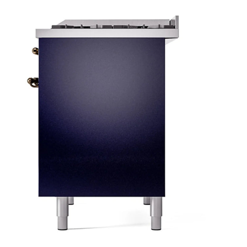 ILVE Nostalgie II 40" Dual Fuel Freestanding Range in Midnight Blue with Burnished Trim, UPD40FQNMPMBB
