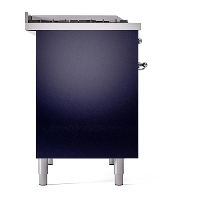 ILVE Nostalgie II 40" Dual Fuel Freestanding Range in Midnight Blue with Chrome Trim, UPD40FQNMPMBCLP
