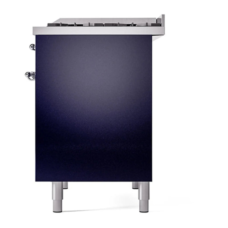 ILVE Nostalgie II 40" Dual Fuel Freestanding Range in Midnight Blue with Chrome Trim, UPD40FQNMPMBCLP