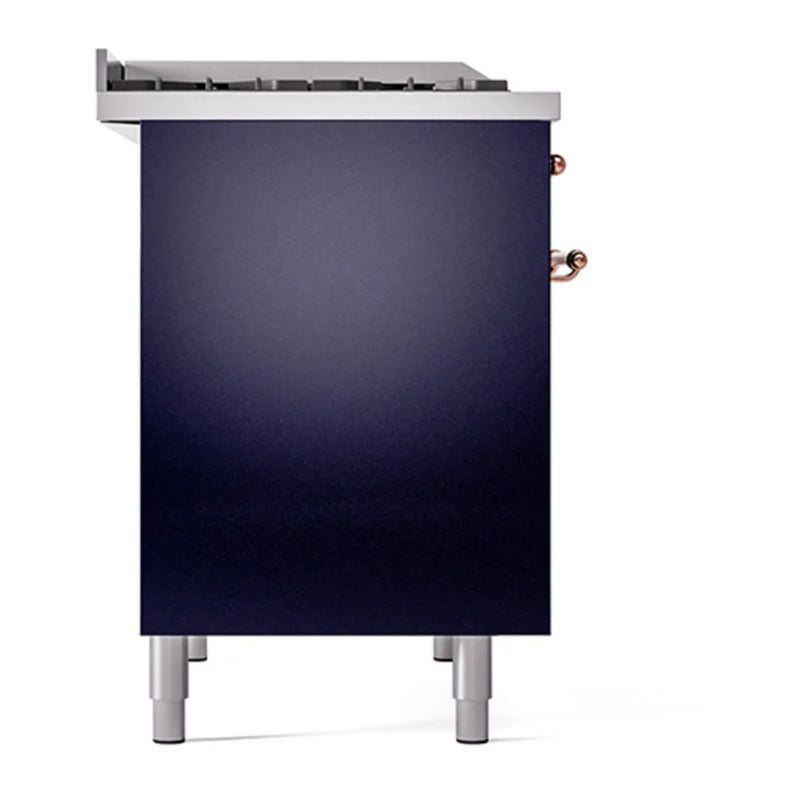 ILVE Nostalgie II 40" Dual Fuel Freestanding Range in Midnight Blue with Copper Trim, UPD40FQNMPMBP