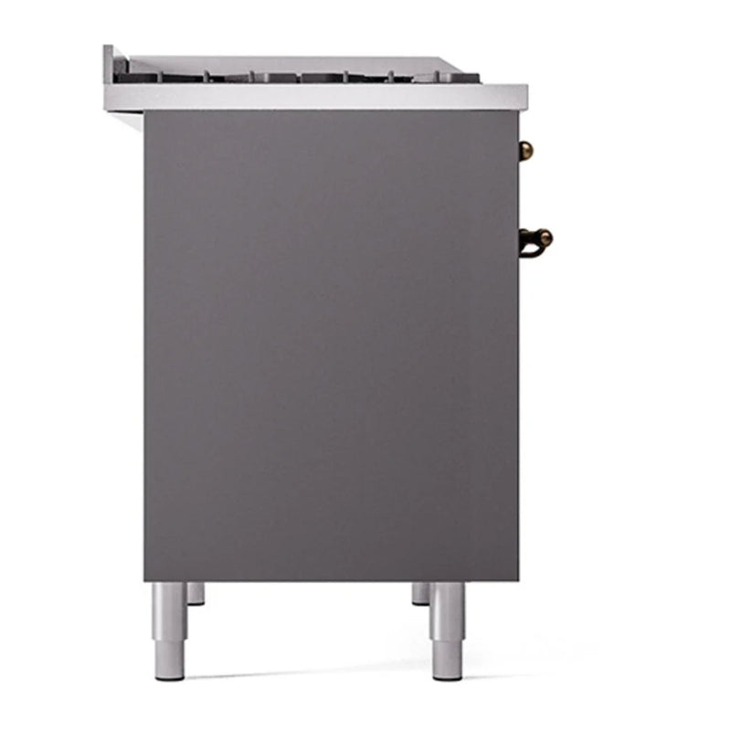 ILVE Nostalgie II 40" Dual Fuel Freestanding Range in Graphite Matte with Burnished Trim, UPD40FQNMPMGB