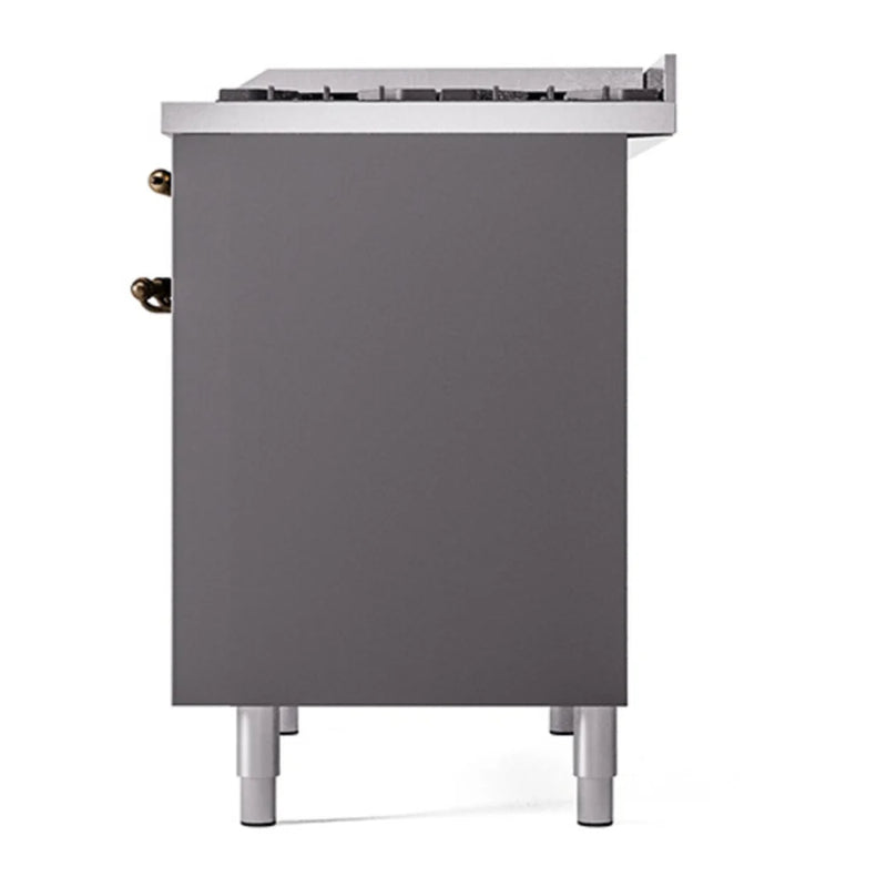 ILVE Nostalgie II 40" Dual Fuel Freestanding Range in Graphite Matte with Burnished Trim, UPD40FQNMPMGB