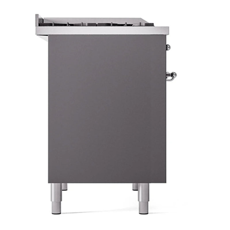 ILVE Nostalgie II 40" Dual Fuel Freestanding Range in Graphite Matte with Chrome Trim, UPD40FQNMPMGC