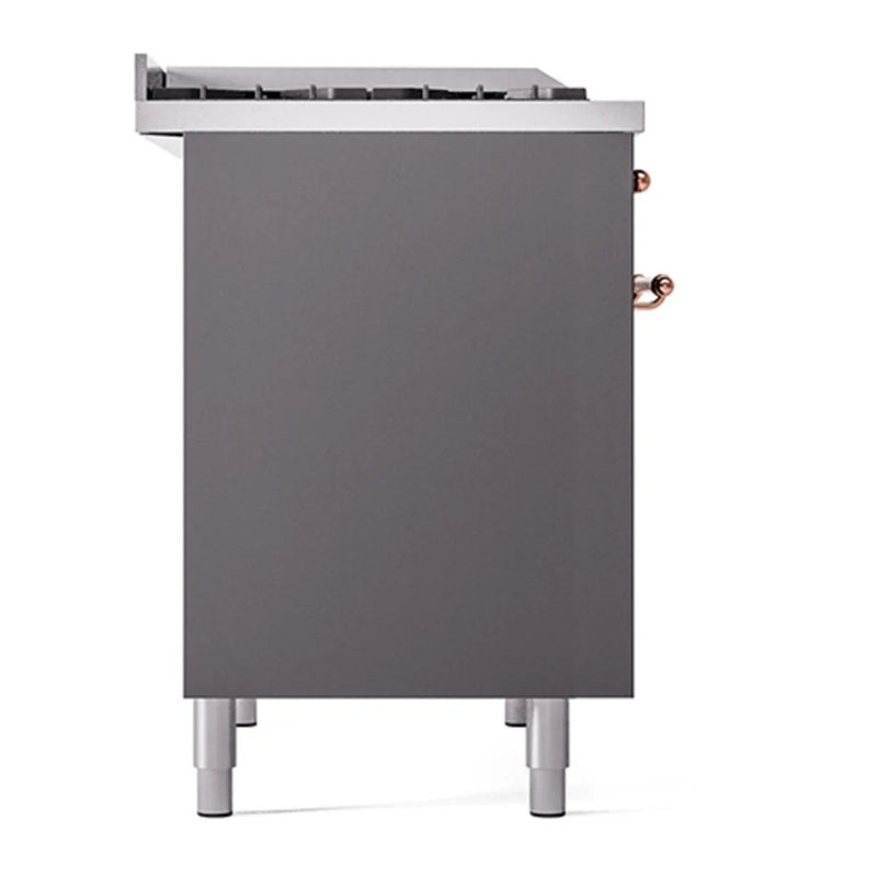 ILVE Nostalgie II 40" Dual Fuel Freestanding Range in Graphite Matte with Copper Trim, UPD40FQNMPMGP