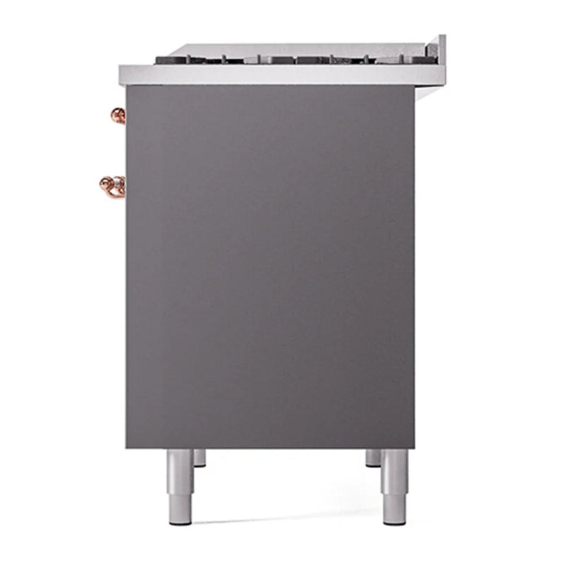 ILVE Nostalgie II 40" Dual Fuel Freestanding Range in Graphite Matte with Copper Trim, UPD40FQNMPMGP