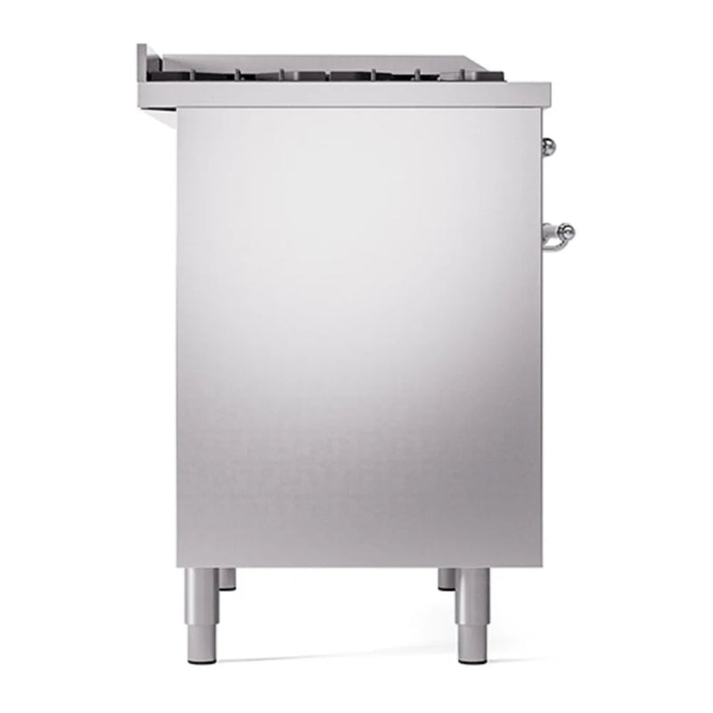 ILVE Nostalgie II 40" Dual Fuel Freestanding Range in Stainless Steel with Chrome Trim, UPD40FQNMPSSC