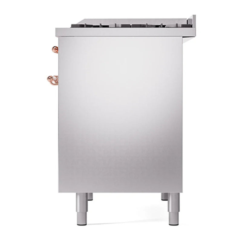 ILVE Nostalgie II 40" Dual Fuel Freestanding Range in Stainless Steel with Copper Trim, UPD40FQNMPSSPLP