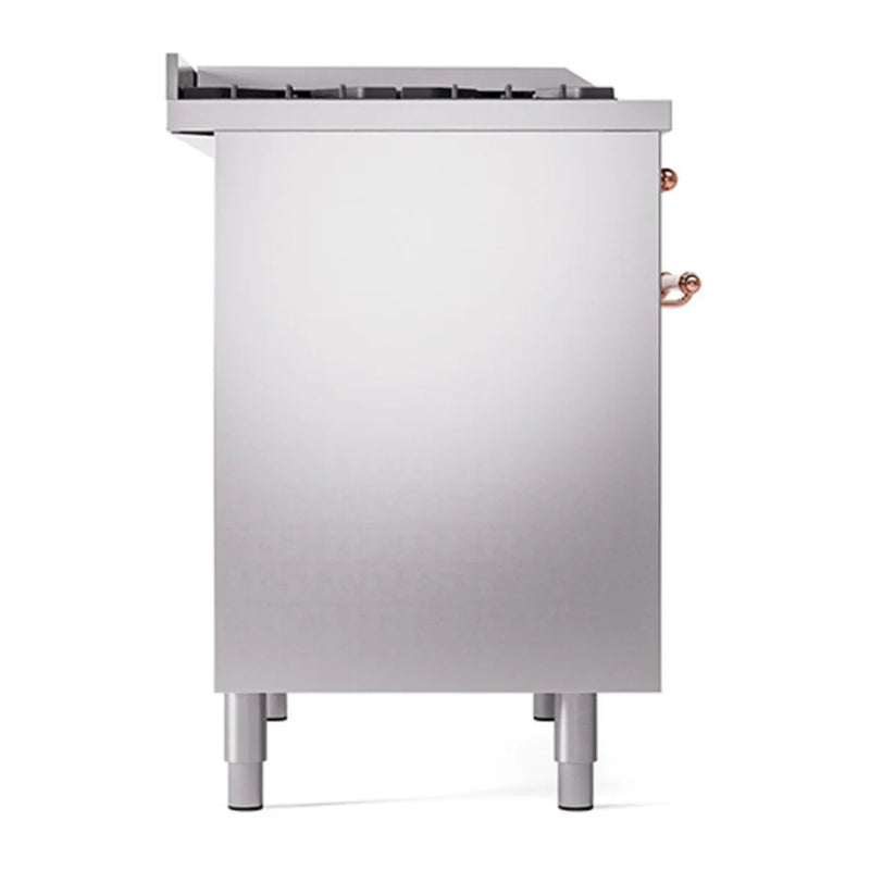 ILVE Nostalgie II 40" Dual Fuel Freestanding Range in Stainless Steel with Copper Trim, UPD40FQNMPSSP