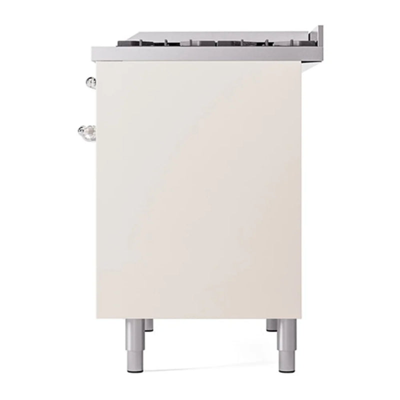 ILVE Nostalgie II 40" Dual Fuel Freestanding Range in White with Chrome Trim, UPD40FQNMPWHCLP