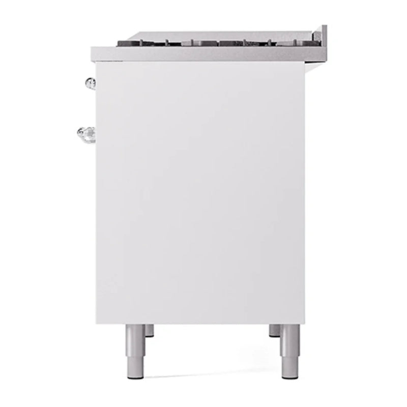 ILVE Nostalgie II 40" Dual Fuel Freestanding Range in White with Chrome Trim, UPD40FQNMPWHC