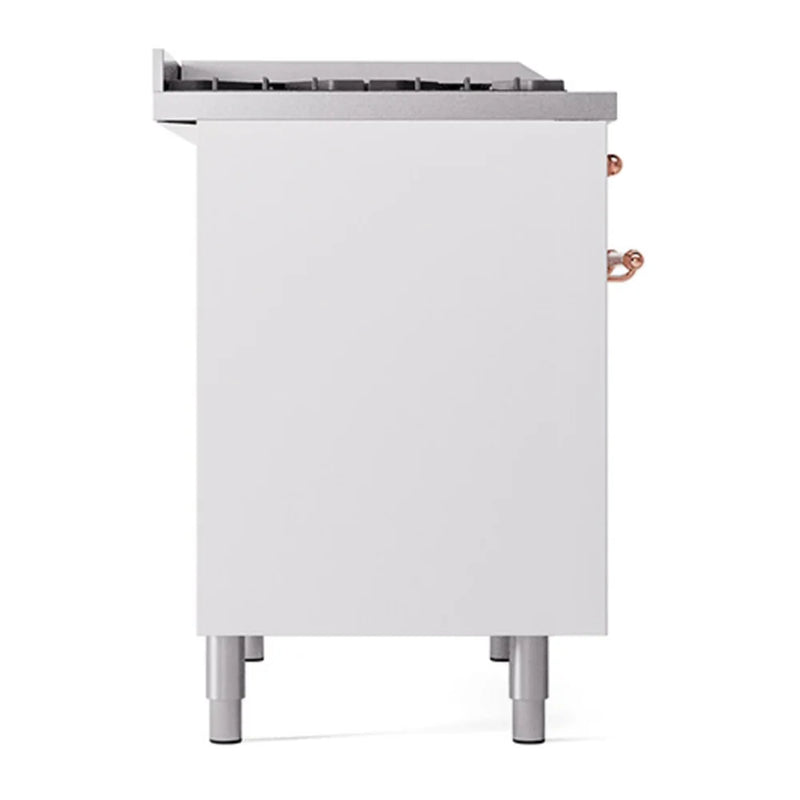 ILVE Nostalgie II 40" Dual Fuel Freestanding Range in White with Copper Trim, UPD40FQNMPWHP