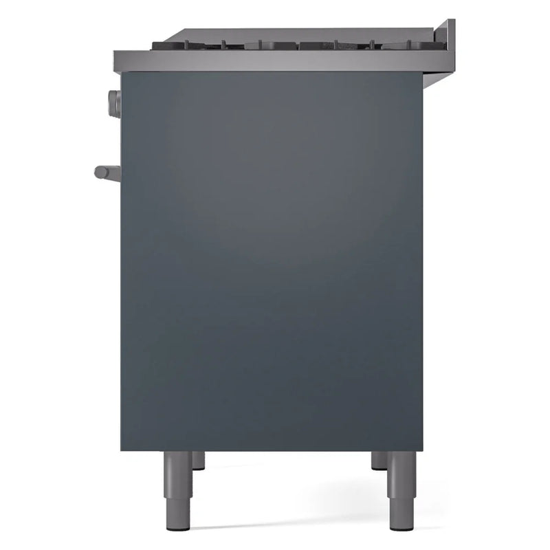 ILVE Professional Plus II 40" Dual Fuel Freestanding Range in Blue Grey with Satin Trim, UPD40FWMPBGLP