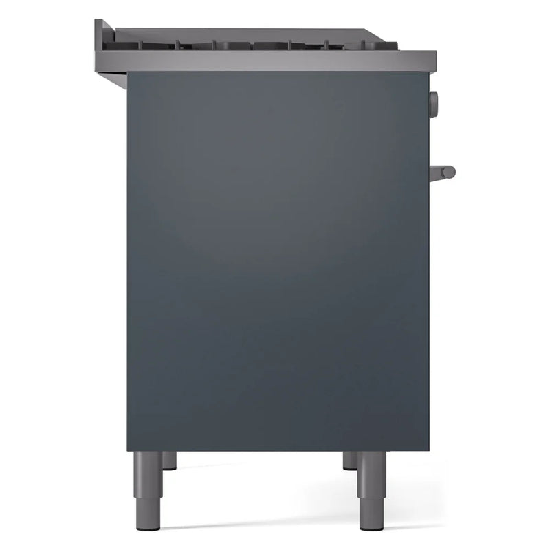 ILVE Professional Plus II 40" Dual Fuel Freestanding Range in Blue Grey with Satin Trim, UPD40FWMPBG