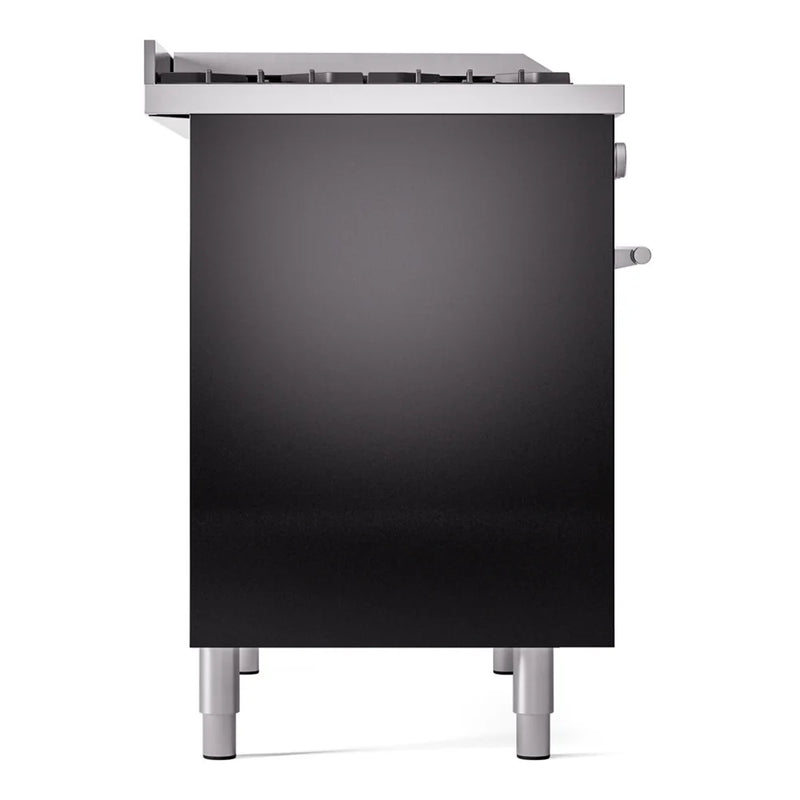 ILVE Professional Plus II 40" Dual Fuel Freestanding Range in Glossy Black with Satin Trim, UPD40FWMPBKLP