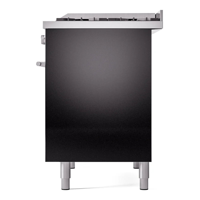 ILVE Professional Plus II 40" Dual Fuel Freestanding Range in Glossy Black with Satin Trim, UPD40FWMPBK