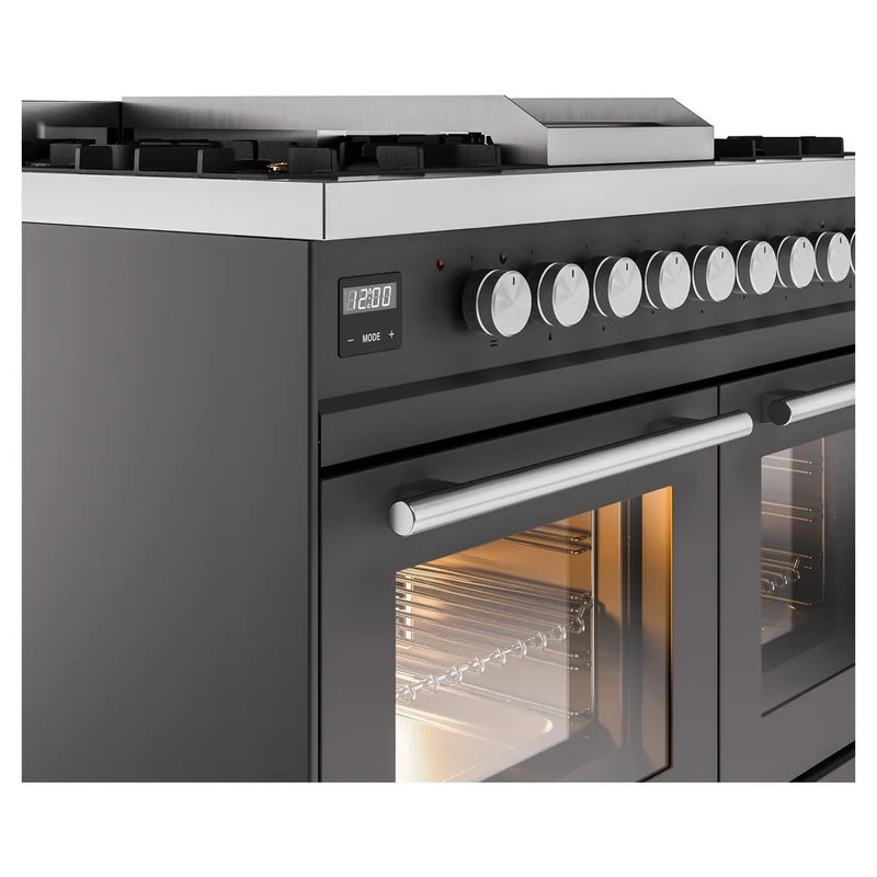 ILVE Professional Plus II 40" Dual Fuel Freestanding Range in Graphite Matte with Satin Trim, UPD40FWMPMG