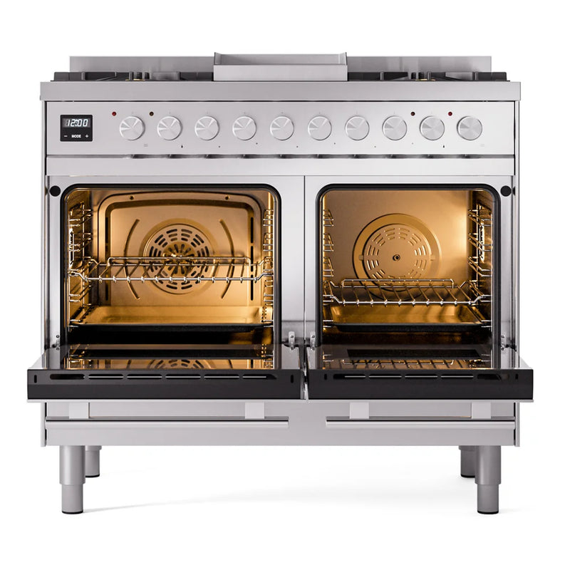 ILVE Professional Plus II 40" Dual Fuel Freestanding Range in Stainless Steel with Satin Trim, UPD40FWMPSSLP