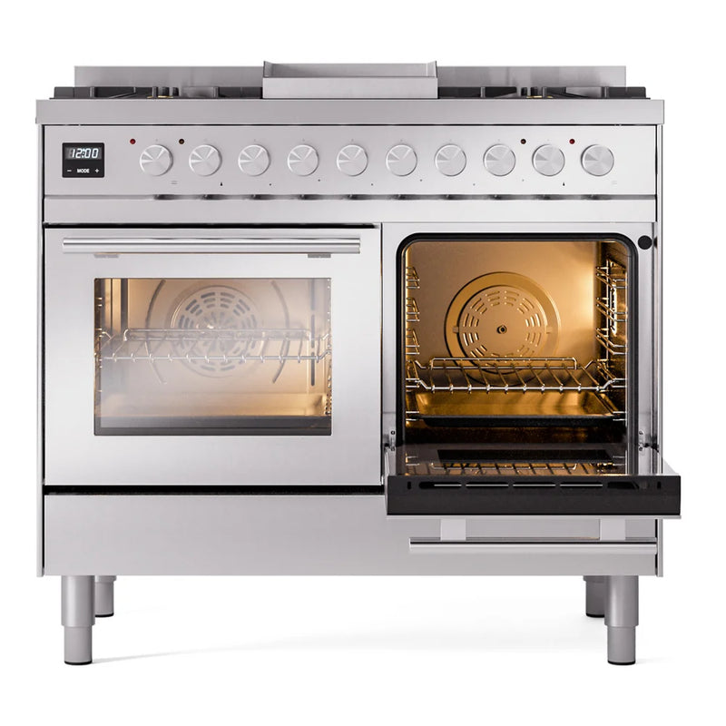 ILVE Professional Plus II 40" Dual Fuel Freestanding Range in Stainless Steel with Satin Trim, UPD40FWMPSSLP