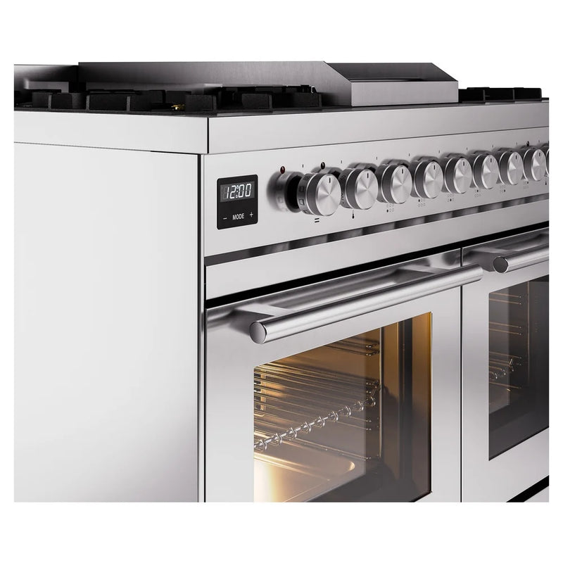 ILVE Professional Plus II 40" Dual Fuel Freestanding Range in Stainless Steel with Satin Trim, UPD40FWMPSS
