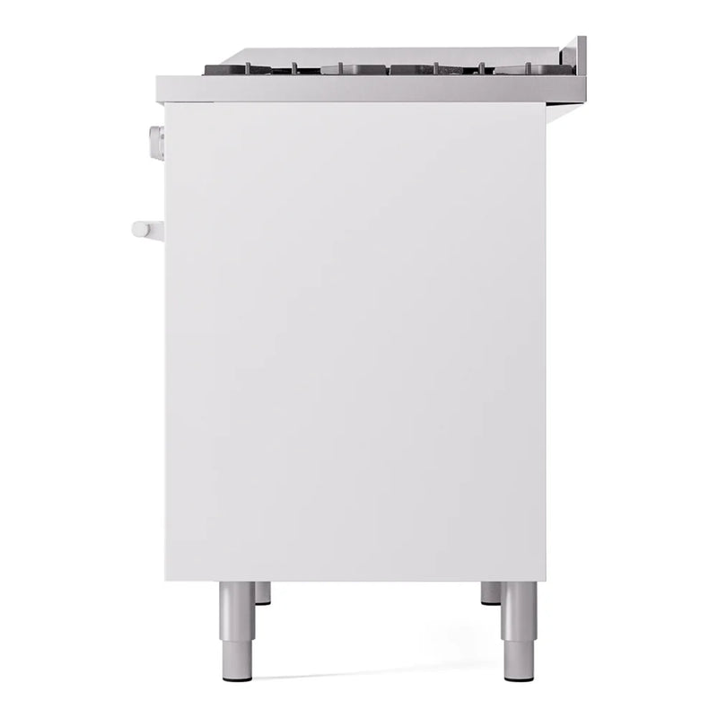 ILVE Professional Plus II 40" Dual Fuel Freestanding Range in White with Satin Trim, UPD40FWMPWH